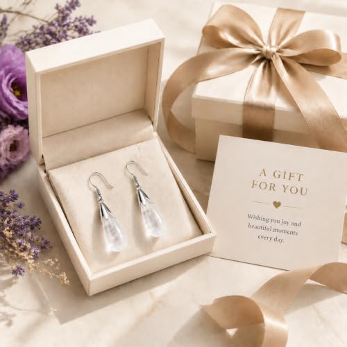Clear Quartz Earrings for Women Crystal Dangle Drop Birthstone Jewelry - image 7