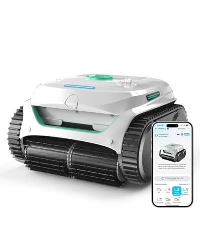 WYBOT C2 Robot Piscine Pareti e Fondo, Senza Fili per Piscine Interrate 150㎡, Doppia Filtrazione, 3 Motori, Aspirazione Potente, Pulizia Pareti & Linea d'Acqua, 180 Min, App(Blanco-Verde B)