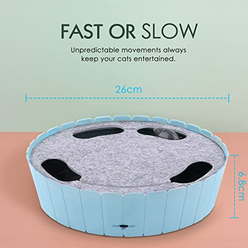 Pawaboo Interactive Cat Toy with Running Mouse, Electronic Motion Cat Toy Automatic Teaser for Indoor Cats, Pop and Play Hide Seek Cats Toys Hunting Mouse for Pet Kitten Play Fun Exercise, Blue