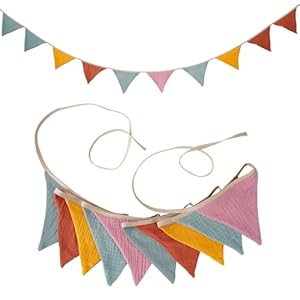WLVinson Musselin Wimpelkette Stoff Girlande Kinderzimmer Deko