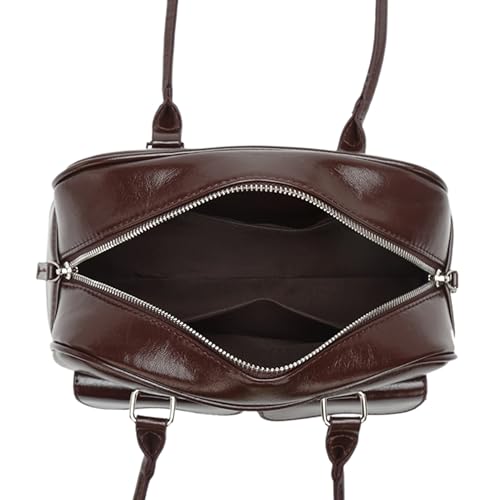 Image of Fozehlad Y2K Shoulder Bag for Women Retro PU Leather Tote Handbag Multi-Pocket Hobo Bag with Zipper for Gifts
