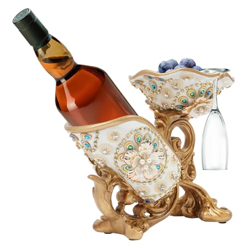 Lzerahera Wine Bottle Holder Decorative Countertop Wine Rack Art Resin Red Wine Rack Tabletop Centerpiece Wine Display Stand Wine Decor for Kitchen Bar