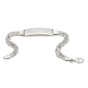 Aurum Jewelry 925 Silber Königsarmband rhodiniert mit Gravurplatte mit der Breite 3,5mm und auswählbare Länge 20cm und 22cm Aurum Jewelry 925 Silber Königsarmband rhodiniert mit Gravurplatte mit der Breite 3,5mm und auswählbare Länge 20cm und 22cm