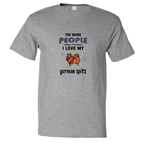 Custom Funny Graphic T Shirts for Men More People Meet Love German Spitz Dog Cotton Top Oxford Grey Design Only 2X Large