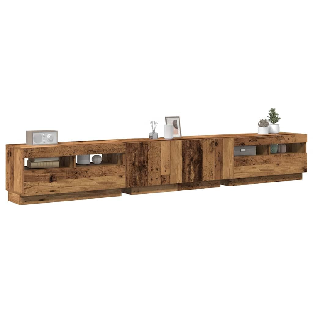 Mueble TV Luces LED Madera ingeniería Envejecida 260x35x40 cm
