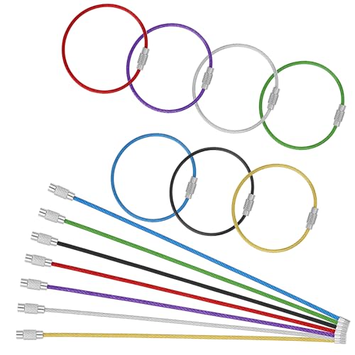 14 Pcs Stainless Steel Wire Keychain 15&20 Cm Cable Wire Ring Flexible Key Ring Metal Luggage Tag Loops Keeper Travel