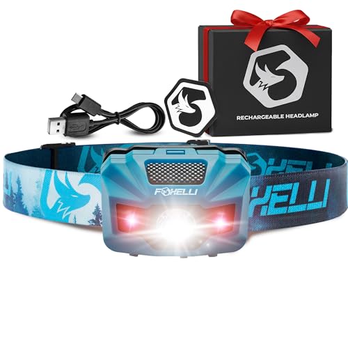 Foxelli USB‑C Rechargeable LED Headlamp – Ultra‑Light 2.4 oz & Bright 180 Lumens – Red/White Light, 5 Modes, IPX5 Waterproof, 40 h Runtime for Trail Running, Camping, Hiking