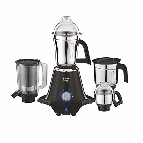 Preethi Taurus Plus MG-257 Mixer Grinder, 1000 Watt, Blue/Black 4 Jars – Super Extractor Juicer Jar, 2 Yr Product Guarantee & Lifelong Free Service