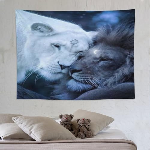 Tapisserie lion décoration murale maison 150×200cm grand format