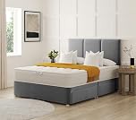 COZY HUB LTD Panel Line Plush Velvet Divan Bed with 10 Inch Ortho Tufted Mattress & Headboard – Luxury Divan Set with Drawer Storage Options. (Grey, 4Ft- 2 Drawers)