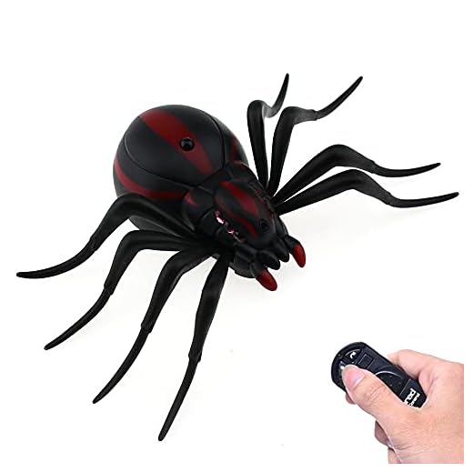 Tipmant RC Spider Remote Control Car Vehicle Animal Scary Prank Toys Electric Electronic Siumlation Fake Kids Birthday Gifts (Black)