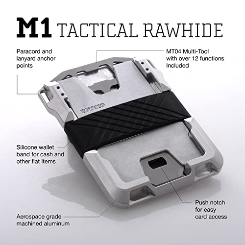 Dango Slim Minimalist Wallet for Men - RFID Blocking - Leather, Rawhide/Raw Aluminum3