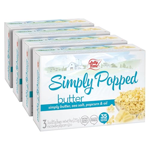 Jolly Time Simply Popped - Lightly Salted Microwave Popcorn, 3oz Sharing Bag, 3...