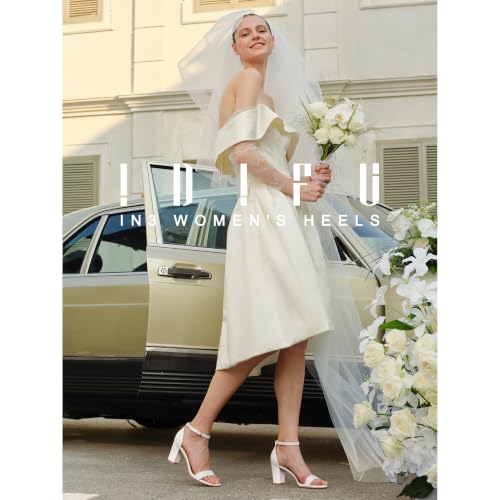 Image of IDIFU Women's 3 Inch Block Chunky Open Toe Heels Ankle Strap Heeled Sandal
