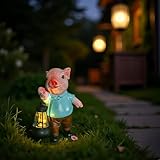 GKWRZXBK Solar Powered Garden Pig Statue - Charming Outdoor Decor Solar Lamp, Weather-Resistant, Perfect Size for Lawns & Pathways