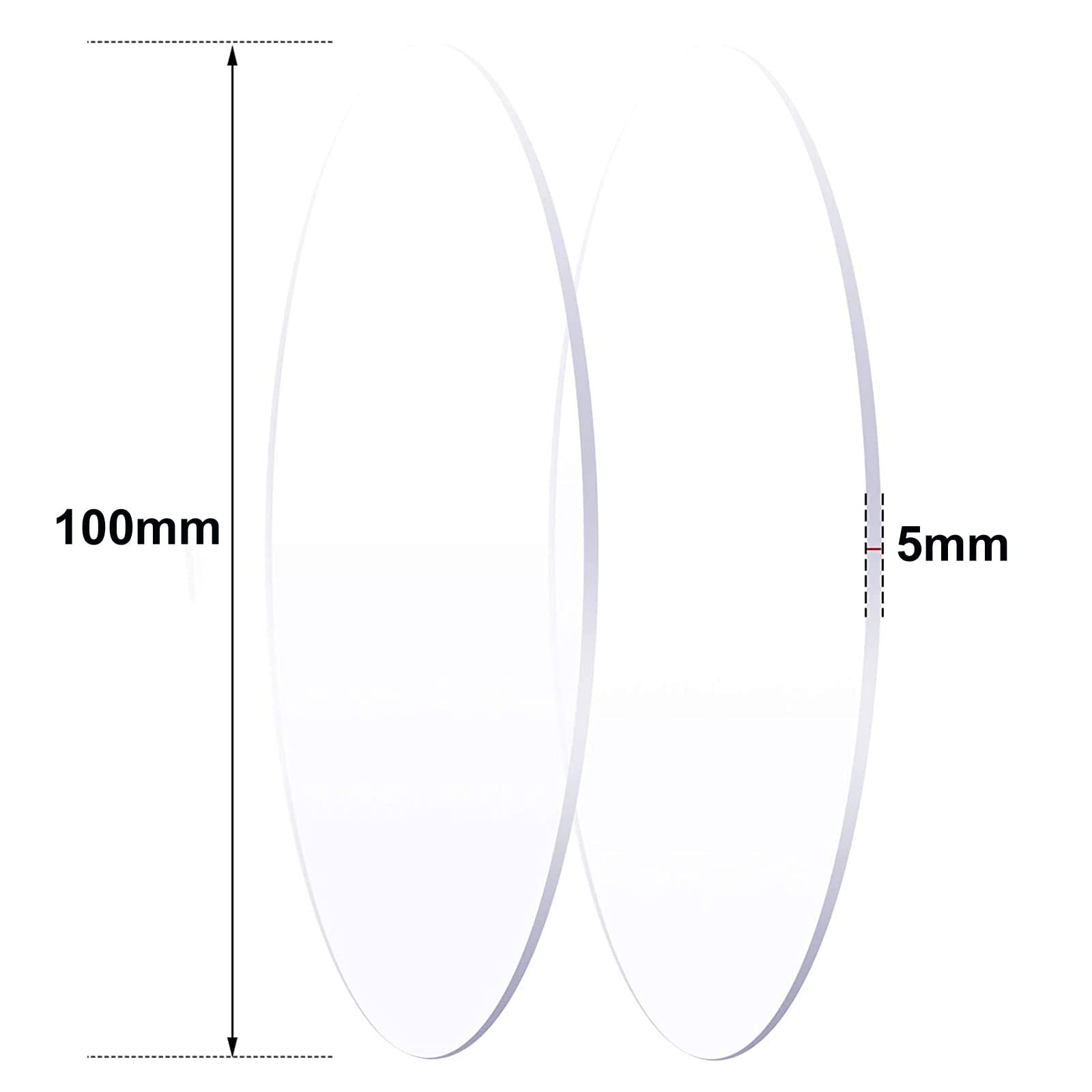 COYOUCO (3Pcs Round Clear Acrylic Sheets,Acrylic Sheet Great for Arts Crafts, Picture Frame Glass Replacement,100x5mm