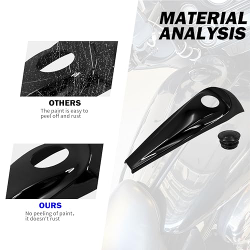 Image of Motorcycle Smooth Dash Fuel Console with Gas Tank Cap Covers Fit for Harley Touring Electra Glide FLHT Road Glide FLTRX Street Glide FLHX 2008-2023 Black