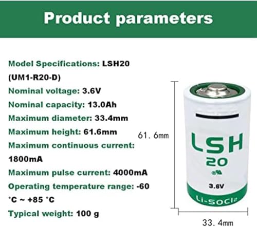 100pcs LSH20 D 3.6v Lithium Battery 13000 mAh for LSH 20 3.6 Volt Battery Non-Rechargeable