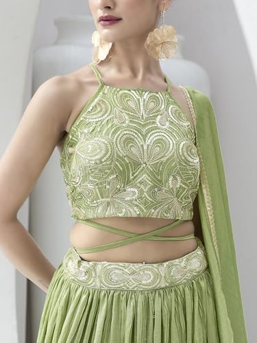 Image of PURVAJA Women's Silk Semi-Stitched Lehenga choli