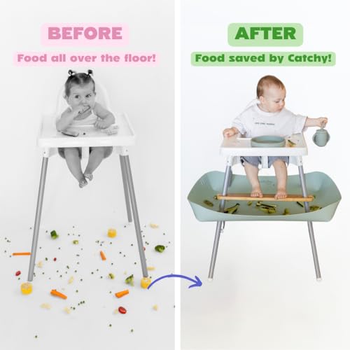 Image of CATCHY -Food Catcher-Compatible with IKEA Antilop High Chair + 12 Other High Chairs- Highchair Sold Separately -Baby & Toddler Food & Mess Catcher-Premium Linen Inspired - Under High Chair Accessory | High Chair Food Catcher - High Chair Sold Separately - Baby & Toddler Food & Mess Catcher - Under High Chair Accessory
