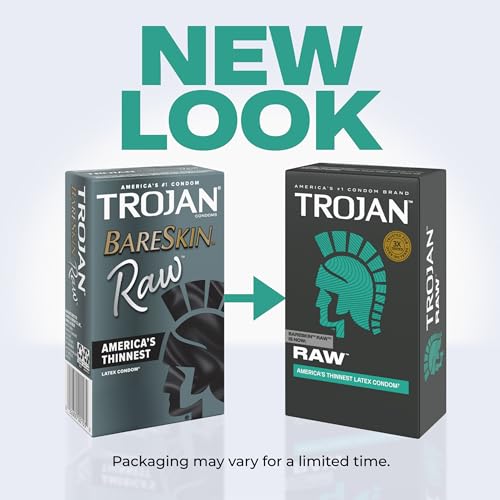Image of Trojan Raw Latex Lubricated Thin Condoms for Men, America's Thinnest Latex Condoms, Made from Premium Latex to Help Reduce Risk of Pregnancy and Sexually Transmitted Infections (STIs), 24 Count