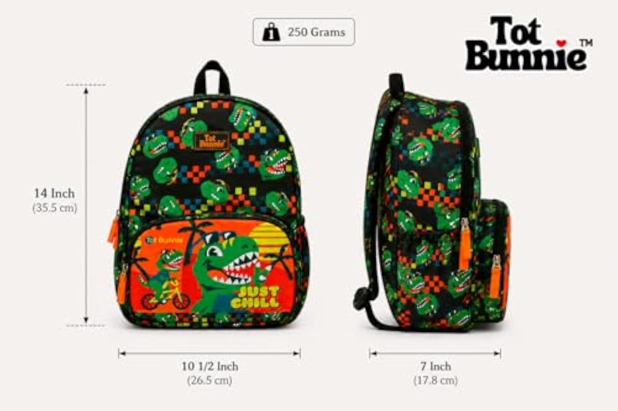Kids Dinosaur Theme Just Chill Print School Bag