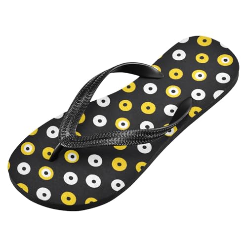 Flip Flop Sandals Yellow White Circle Print for Women Men Beach Outdoor XS2