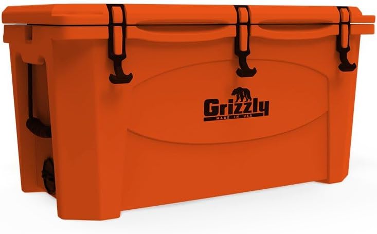 Grizzly 75 Cooler | 75 qt Ice Chest Durable Rotomolded Insulated | Made in USA | Warranty for Life | for Beach Boat Camping Fishing Hunting | G75