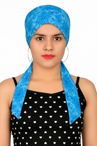 Image of Pure Cotton Double Layer Head Scarves Hair Wrap Cap, Adjustable Free Size Head Cover for Women, Girls, Under Helmet Cover
