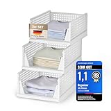 Ally Maison® Schrank Organizer 3er Set (Faltbar & Stapelbar) – Kleiderschrank Organizer Boxen, platzsparende Aufbewahrungsbox aus Kunststoff – für Schrank, Bad, Küche & Büro geeignet – weiss