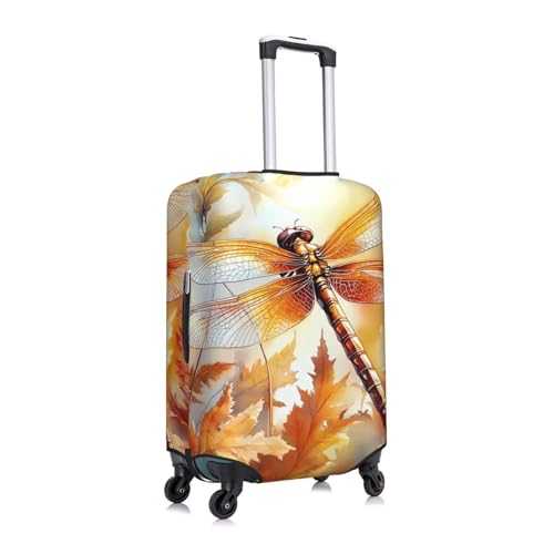 Orange Dragonfly Elastic Travel Luggage Cover, Washable Spandex Suitcase Protector, Anti-Scratch Fits 18-32 Inch3
