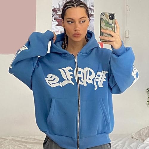 Sweat à capuche gothique coupe ample veste zippée confortable