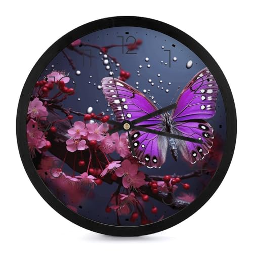 Horloge murale à quartz silencieuse violet prune pour salon - 2