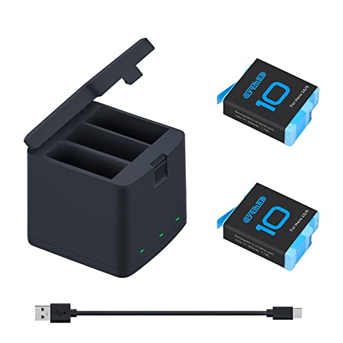 Oyomba 2000mAh Batterie Hero 10/9 de Rechange pour Gopro Hero 9 Black, GoPro Hero 10 Black et Chargeur de Stockage Fermé à 3 Canaux (Entièrement Compatible avec Les Accessoires Officiels GoPro 9/10)