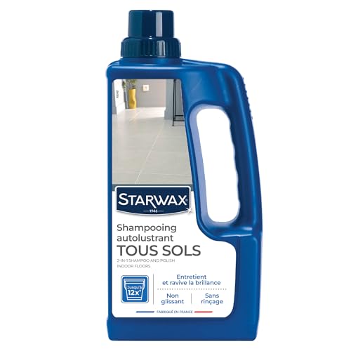 STARWAX - Shampooing Autolustrant Pour Sols Intérieurs - Nettoie Et Ravive La Brillance - 2 en 1 - Sans Rinçage - Non Glissant - Fabriqué en France - 1L - 30m²