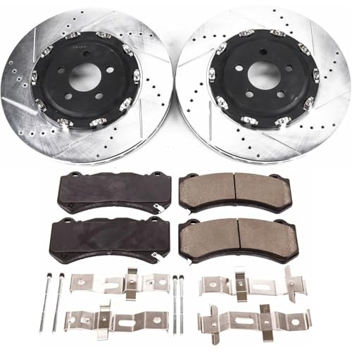 Image of PowerStop Z23 Performance Brake Pad & Rotor Kit Front K6795 | Dodge Charger, Dodge Challenger Carbon Fiber Ceramic Brake Pads + Drilled & Slotted Rotors