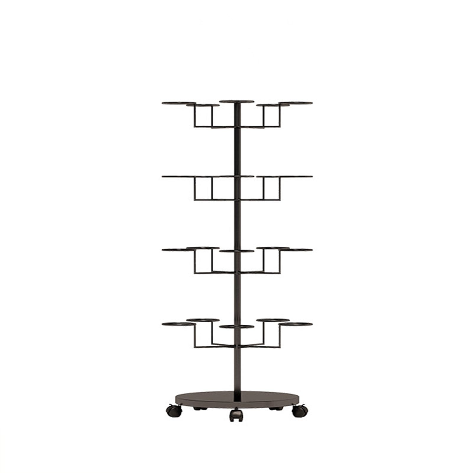 YNBSHGAA Rotating Hat Display Rack Stand, Freestanding Multi-Layer Retail Hat nizer, 4-Layer Floor Display for Hats, Wigs & Helmets - Black, 53x22in