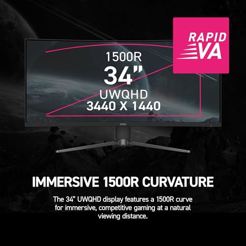 Image of msi MPG 346CQRF X24 34-inch 3440 x 1440 (UWQHD) Gaming Monitor, 240Hz, Adaptive-Sync, HDR Ready, HDMI, VGA Port, VESA Mountable, Tilt, 4-Side Slim Bezel, 0.5ms, Black