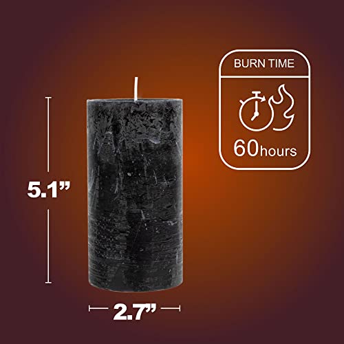 Spaas Rustic Black Pillar Candles - 2.8" X 5" Unscented Black Candles - 4 Pack Rustic Halloween Candles For Black Home Decor, Halloween Decor, Wedding, Spa, Holidays, Restaurants #TOP3