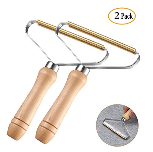 Emwel Fusselrasierer Fusselentferner- 2 Pack Portable Lint Remover Fuzz Shaver, Wollkamm Fusselkamm Holz Cover