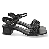 sandalias negras tacon cuadrado Sandalia verano mujer color y pala trenzada
