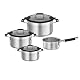 Rösle Silence Pro Topf-Set 4-teilig aus Edelstahl mit Glasdeckel