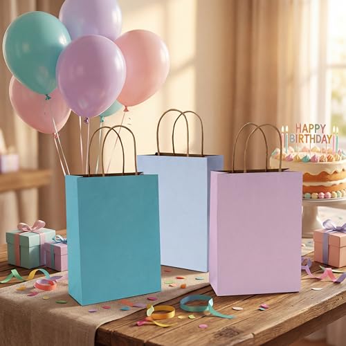 Image of BLEWINDZ 32 Pcs Small Gift Bags with 32 Tissues, 8 Colors Paper Goodie Bags with Handles for Birthday, Wedding, Baby Shower, Party Favors, Gift Wrapping and Party Supplies