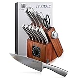 Hanmaster Knife Set, 13 Pieces Stainless Steel Knife Sets for Kitchen with Block, Sharp Kitchen Knif