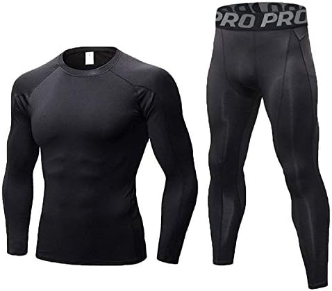 Mens Thermal Underwear Set Long Sleeve Skins Base Layer Compression Top and Bottoms Long Johns for Cycling, Skiing, Outdoor Sports