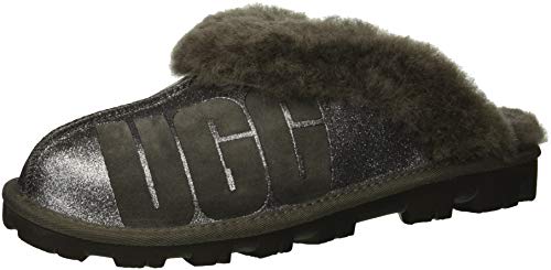 UGG Women's W Coquette Sparkle Slipper, charcoal, 8 M US