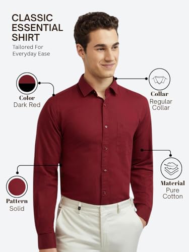Image of Raymond Men Slim Fit Solid Pattern Linen Cotton Blend Regular Collar Full Sleeve Casual Shirt