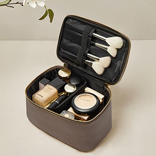 Cosmetic Bag,ROWNYEON Makeup Bag,Portable Makeup Train Case,Travel Toiletry Bag Case Organizer for Women,Grey