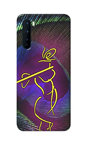 Image of PRINTFIDAA Lord Krishna On Peacock Feather Hard Back Cover for OnePlus NORD (2020 Model), OnePlus Z Back Cover -(P6) KAT1007
