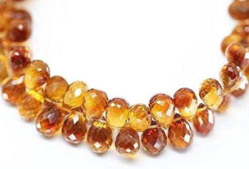 1 Strand Citrine Tear Drop Faceted 8'' Long Strand Gemstone Beads, Jewelry Supplies for Jewelry Making, Bulk Beads, for Meditation Jewellery for Reiki Healing Mystic Gemstone Size 7mm to 9mm